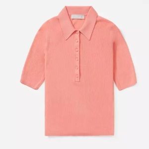 NWT Everlane Ribbed Merino Polo in Dark Rose, Sz Sm
